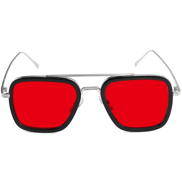 Gafas de sol AIEYEZO Tony Stark vintage con montura metálica cuadrada