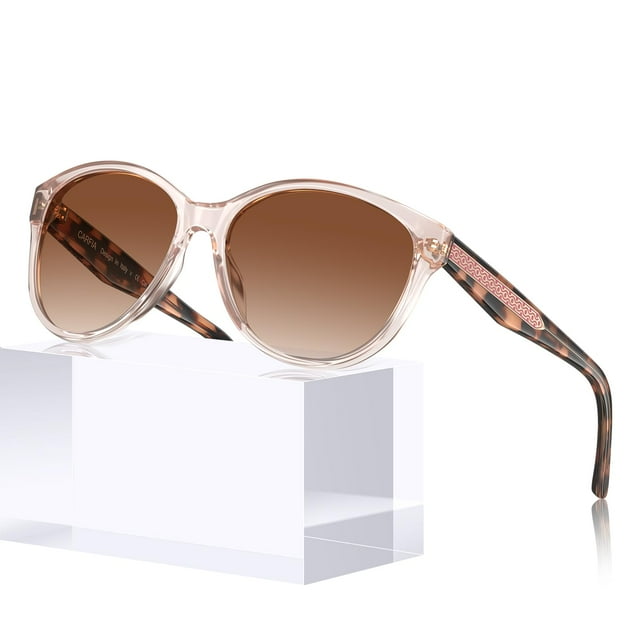 Lentes de sol CARFIA rosa transparente con diseño cat eye polarizados para mujer