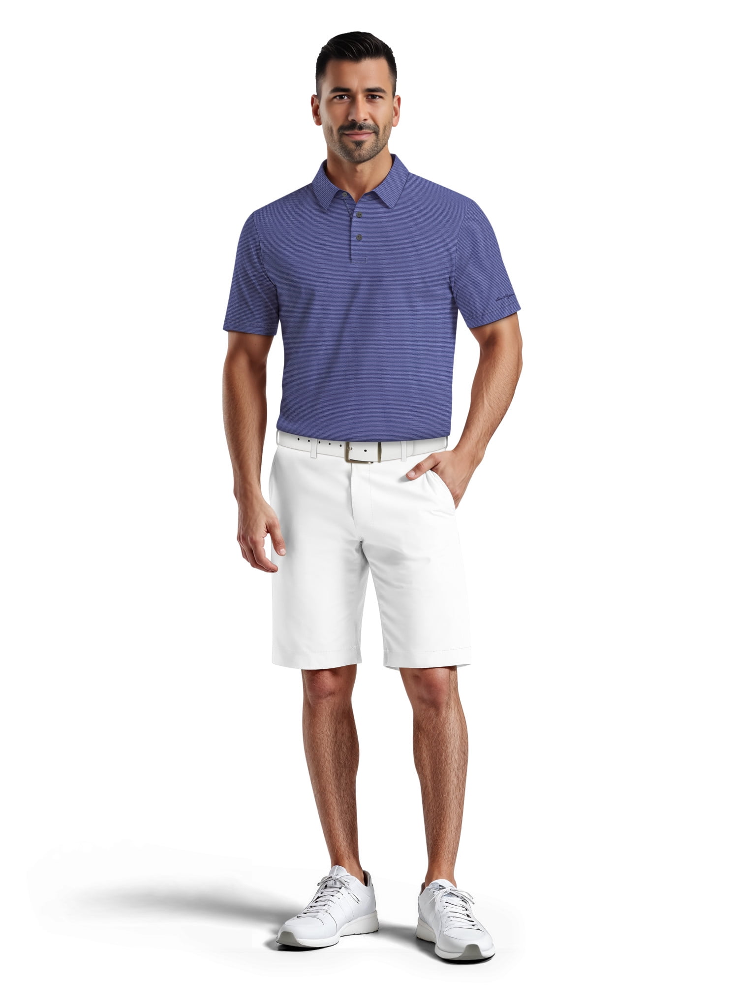 Ben Hogan Men's & Big Men's Performance Geometric Jacquard Short Sleeve Golf Polo Shirt, Sizes S-5XL