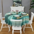 thumbnail image 2 of Teal Marble Gold Wave Pattern Round Tablecloth 60"x60",Wrinkle Wipeable Table Cloth for Kitchen Dining Room Picnic Patio Party, 2 of 6