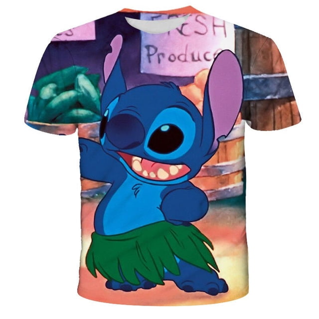 Stitch T-Shirts Disney Cartoon Anime Colorful 3D Print Streetwear Men Women Fashion Oversized T Shirt Kids Boys Girls Tees Tops2XL Gao Jinjia LED