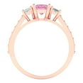thumbnail image 4 of 1.88 ct Emerald Cut Simulated Pink Diamond Three-Stone Engagement Ring for Women in 18K Rose Gold, 4 of 5