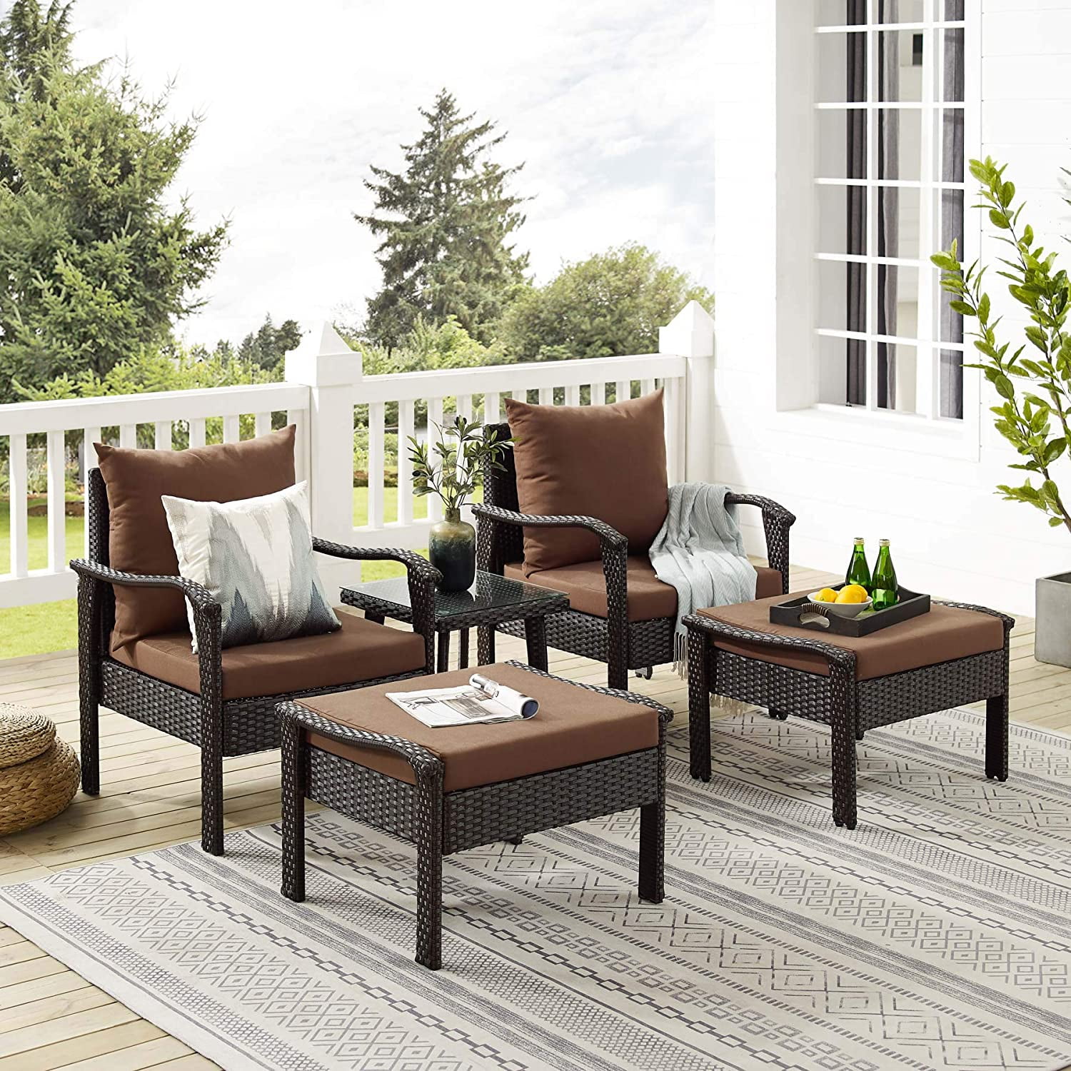 White Wicker Patio Set Conversation tribesigns