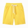 thumbnail image 4 of NOLDARES Toddler Boys Athletic Shorts, Kids Summer Pull On Cotton Shorts with Pocket and Drawstring(Yellow,3-4 Years), 4 of 4