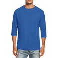 thumbnail image 2 of Mens 3/4 Sleeve Shirts Crew Neck Cotton Blend Soft Lightweight Casual Pullover T Shirt Basic Tops, 2 of 5