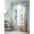 thumbnail image 4 of Sheer Curtains 84 Inches Long 2 Panels Set for Living Room, Seahorse Coastal Semi Sheer Curtains for Windows, Summer Nautical Starfish Coral Beige Voile Window Treatments Rod Pocket Curtain, 4 of 7