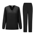 thumbnail image 5 of Gamivast Womens Scrub Sets Long Sleeve V-Neck Top & Straight Leg Pants Nursing Uniforms Solid Soft Comfy Stretch Medical Spa Workwear Matching Sets, 5 of 5