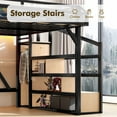 thumbnail image 6 of Aukfa Queen Metal Loft Bed with Storage Stairs, Shelves, Wardrobe, USB Ports & LED Lights, Heavy-Duty Bed Frame for Adults & Kids, Black, 6 of 8