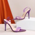 thumbnail image 2 of Vedolay Pumps Shoes Womens Patent Pointed Toe Casual Buckle Ankle Strap Mid Heel Pumps Shoes,Purple 9, 2 of 5
