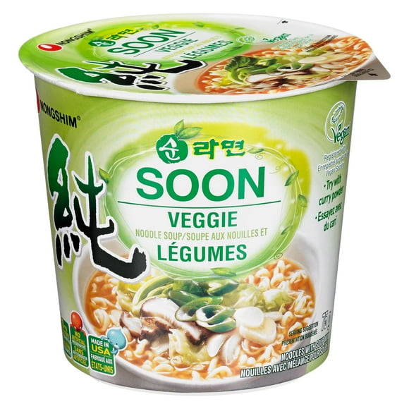 Nongshim Soon Veggie Cup Noodle Soup, 75g , Vegan, Microwavable