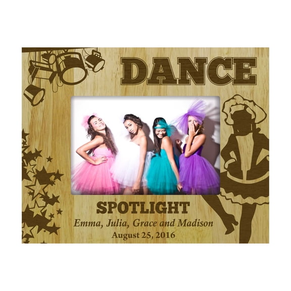 Personalized Wood Engraved Dance Spotlight Friends Picture Frame With Names -4 x 6 Inches Vertical