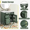 thumbnail image 4 of 30" Modern Solid Wood Bathroom Vanity with Ceramic Sink Combo, 2 Soft-Close Drawers & Tip-Out Tray, Freestanding Space-Saving Storage Cabinet, Waterproof Design, Green Finish, 4 of 7
