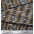 thumbnail image 2 of Soimoi Rayon Fabric Stripes & Whale Fish Ocean Printed Fabric 1 Yard 42 Inch Wide, 2 of 3