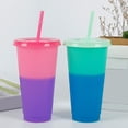 thumbnail image 3 of Cheer.US 2 Pcs 720ml Color Changing Cups, Reusable Cold Drink Cups with Lids and Straws, BPA Free Magic Colored Tumbler, Summer Coffee Tumblers Party Cup for Adults, 3 of 7