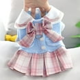 thumbnail image 3 of Cute Dog Dress Plaid Pattern Princess Dresses with Bow Decor Puppy Shirt Tutu with Leash Hole Pet Party Birthday Costume for Small Medium Girl Cats Dogs Kitten, 3 of 6