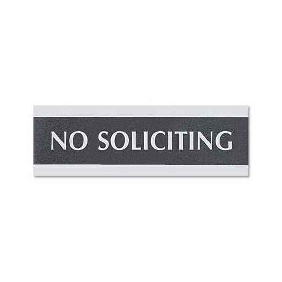 US Stamp 4758 Century Series No Soliciting Sign 8w x 1/2d x 2h Black/Silver