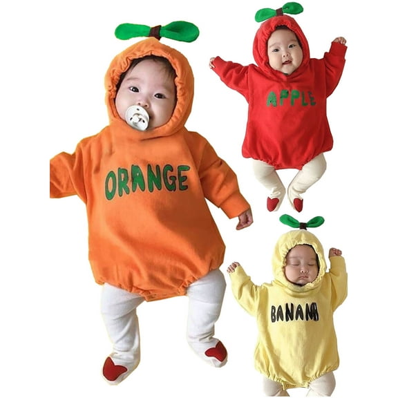 WIBACKER Infant Fruit Romper Sweatshirt Fancy Costume Outfit Hooded Jumpsuit for Halloween Xmas Gift - Orange