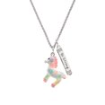 thumbnail image 2 of Delight Jewelry Resin Pastel Paint Pony Silvertone Be Strong and Courageous Bar Charm Necklace, 23", 2 of 4