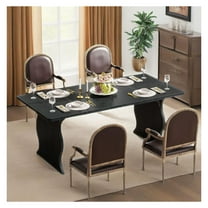 Black Dining Table for 4-6, 63-Inch Rectangular Modern Kitchen Table