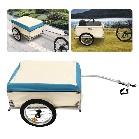 Multi-Purpose Bicycle Luggage Trailer with 15.55-inch Wheels, Quick Release Harness for Camping, Grocery Shopping & Moving