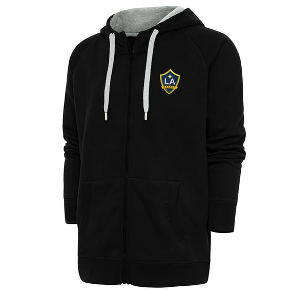 Men's Antigua Black LA Galaxy Logo Victory Full-Zip Hoodie