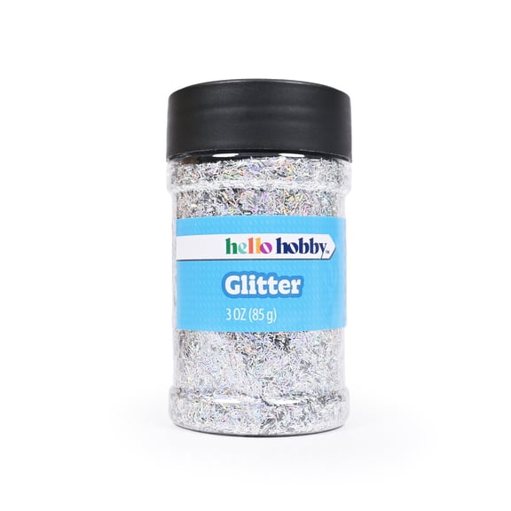 Hello Hobby Holographic Silver Craft Glitter, Fine Glitter for Arts and Crafts, 3 oz