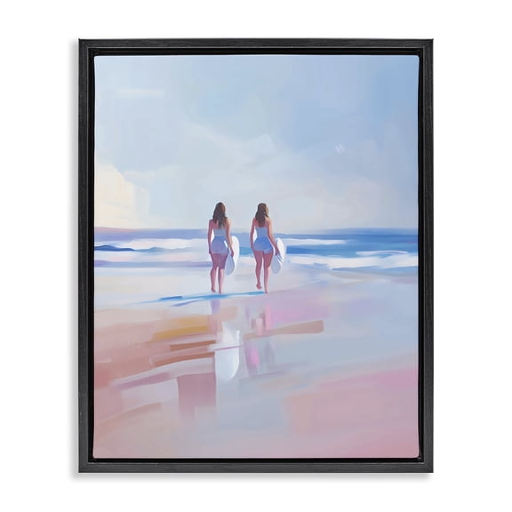 Stupell Industries Contemporary Heading To Surf at Dawn Black Floating Frame Canvas Art, 17 x 21, by The Prints Vibe