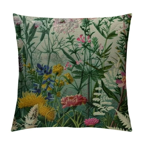 Pratyus Flowers Plants Wallpaper Modern Rustic Decorative Pillow Cases with Zipper Home Decor for Car Couch Bedroom 1PC 12x12in
