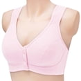 thumbnail image 4 of Gymayou Women Plus Size Front Snap Wireless Bra Thin Cotton Beauty Back Wide Vest Straps For Elderly Mature Ladies Pink 44, 4 of 7
