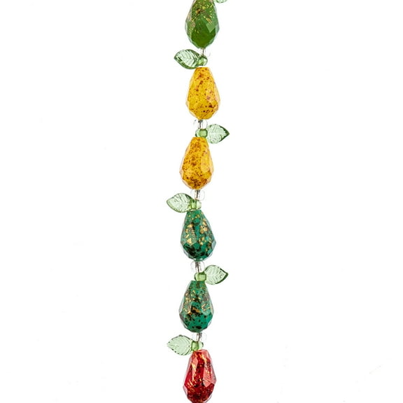 Crystal Lane DIY Glass Garden 7in Assorted Faceted Pears with Leaf Bead Strand, 10pcs