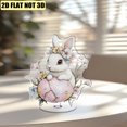 thumbnail image 4 of Rotating acrylic ornament featuring a delicate white rabbit in a stained-glass Easter egg adorned with a flower crown and pastel-colored eggs and blooms, 4 of 6