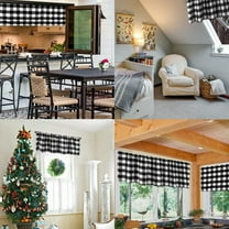 Blackout Curtains Ink White Red Lattice Window Valance Cottage Layout Curtain Decoration Curtain Rod Pocket Valance For Kitchen/Living Room 15 X 55 In