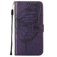 thumbnail image 2 of SaniMore Case for Motorola Moto G Power 2023 (6.5"), PU Leather Skin with Luxury Embossed Butterfly [Wrist Strap & Card Slots & Flip Kickstand] Full-body Shockproof Business Wallet Cover, Purple, 2 of 7
