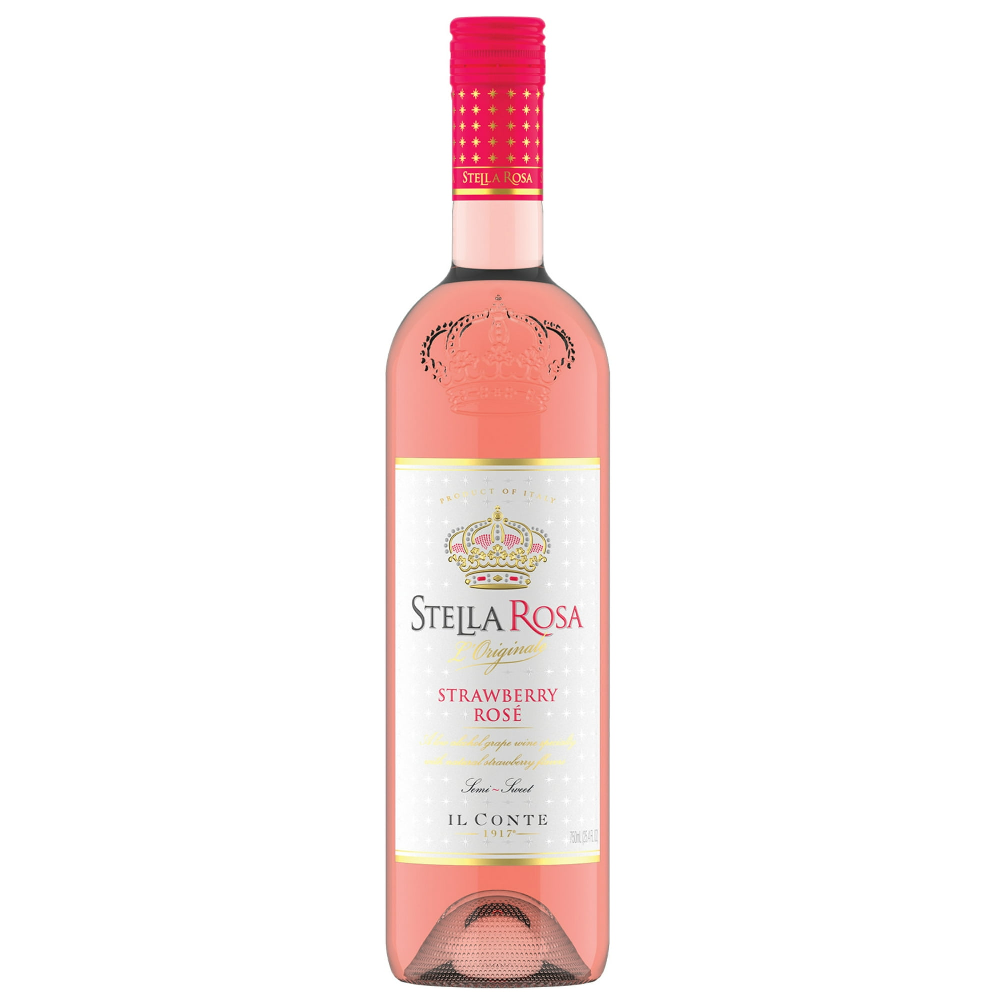 Stella Rosa Strawberry Rose Semi-Sweet Rose Wine, 750ml Glass Bottle, Piedmont Italy
