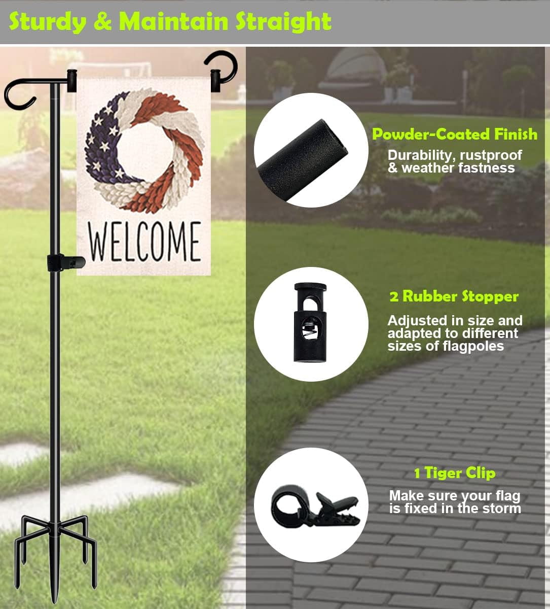 50-inch Outdoor Garden Flag Stand, Extra Tall Yard Flag Holder for Outside 12x18 Home Patio Decor, 1-Pack