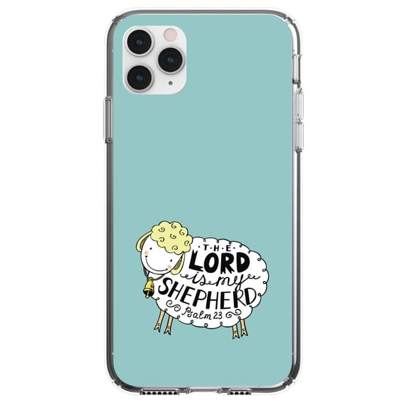 DistinctInk Clear Shockproof Hybrid Case for iPhone 12 Pro MAX (6.7" Screen) - TPU Bumper, Acrylic Back, Tempered Glass Screen Protector - Psalm 23 - The Lord is My Shepherd