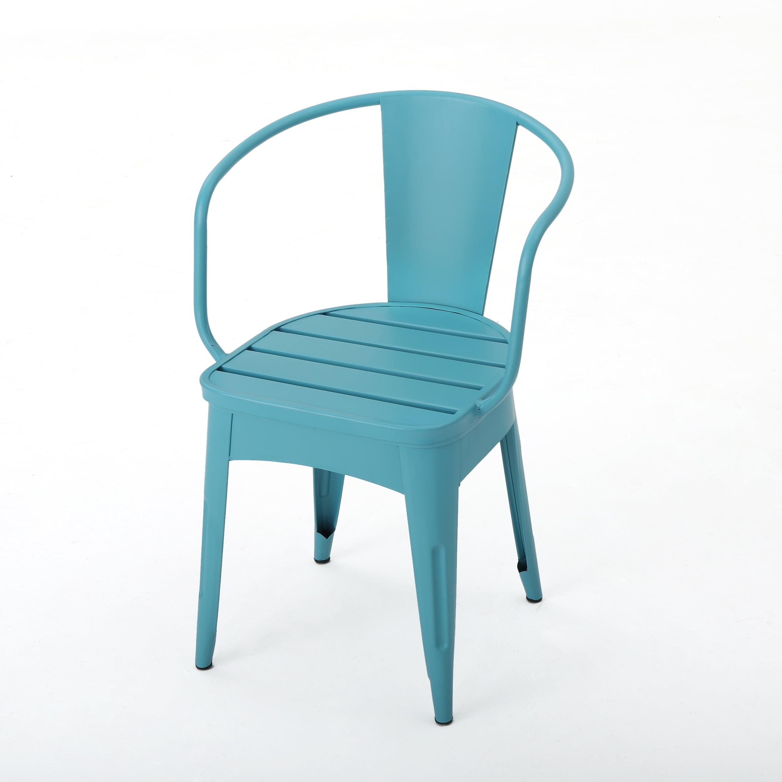 Outdoor 3 Piece Metal Frame Leisure Bistro Set, Combined Table and Chairs for Patio Garden, Mint Blue