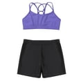 thumbnail image 2 of Alvivi Kids Girls Gymnastics Sports Cutout Back Crop Top with Booty Shorts Fitness Ballet Dancewear Lavender&Black 6, 2 of 7
