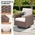 thumbnail image 4 of PARKWELL Patio Wicker Swivel Glider Chairs Set of 2,Outdoor Swivel Rocking Lounge Chair with No-Slip Cushions Deep Seat High Back,Swivel Rocker Armchair for Porch Balcony Backyard,Brown/Beige, 4 of 9