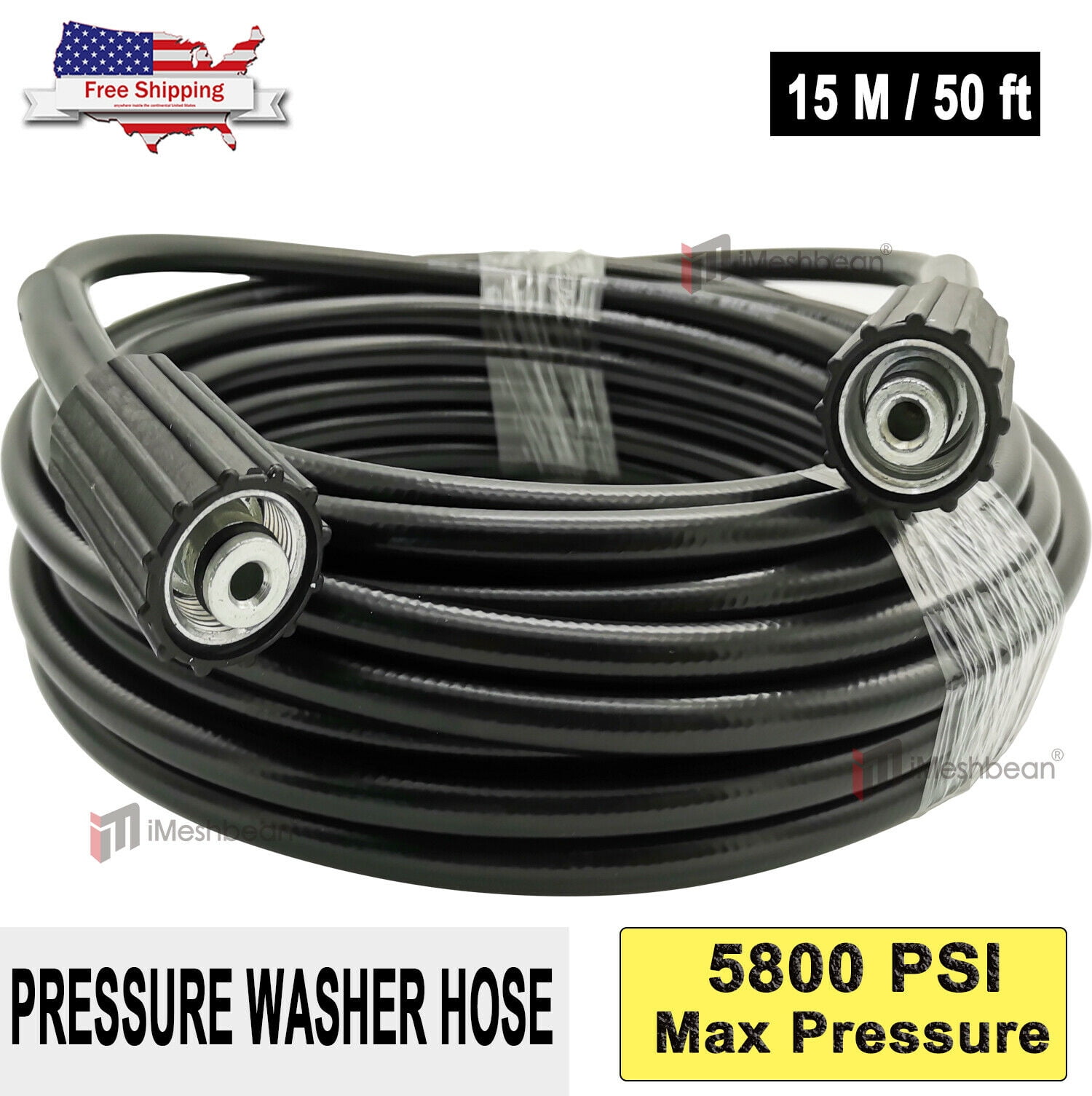 Replacement Aftermarket Pressure Washer Hose M22 x M22 10 Meter 3600Psi 1/4" DN6 