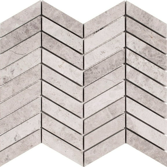 Chevron Silver Shadow Honed Marble Mosaic Tile