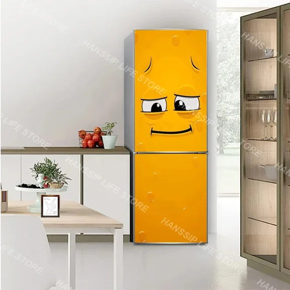 Funny Cartoon Fridge Door Decals Kitchen Wallpaper Background Expression Refrigerator Modeling Sticker