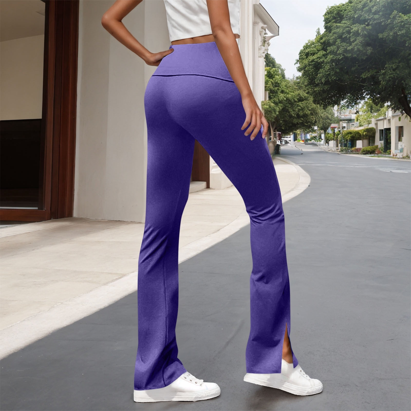 Pantalon De Yoga Bootcut Femme – Taille Basse, Extensible, Style Y2K Décontracté