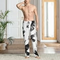 thumbnail image 2 of Logiee Monochrome Flying Ravens Print Pajama Pants for Men,Men’s Pajama Bottoms,Mens PJ Pants with Pockets & Button Fly-Small, 2 of 6