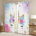 thumbnail image 2 of 42x84 inch Curtains Flower Unicorn 30%-50% Blackout Curtains 30-50%,Cartoon Unicorn Curtains Drapes,Watercolor Rainbow Unicorn Window Curtains 2 Panels for Living Room, 2 of 6