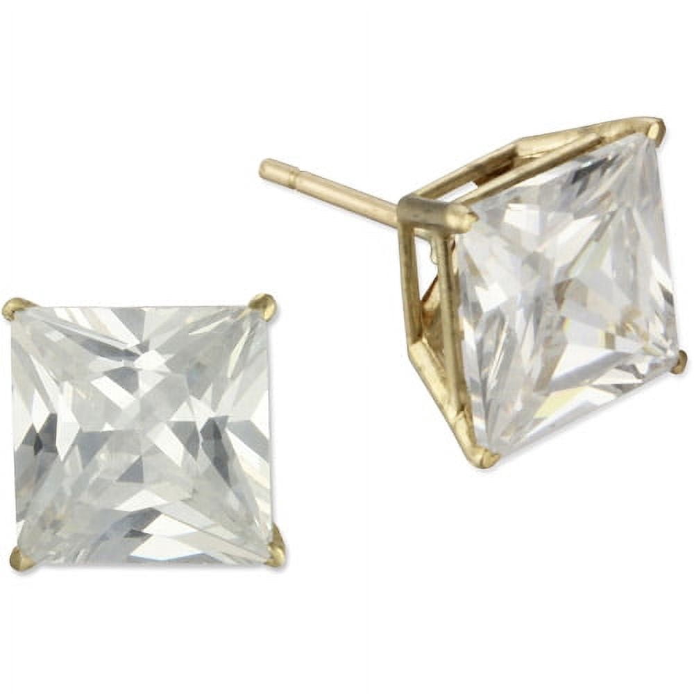 Brilliance Fine Women's Square CZ 10kt White Gold Stud Earrings, 7mm