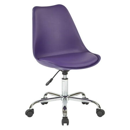 OSP Home Furnishings Emerson Office Chair with Pneumatic Chrome Base in Purple Finish