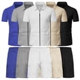 thumbnail image 5 of HAOYUNL Mens 2Pcs Short Sleeve Set Zip Cardigan and Shorts Sets Two Piece Summer Casual Outfits Tracksuit Set for Men M-3XL, 5 of 8