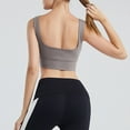 thumbnail image 4 of IWRICH Women's U Back Sports Bra Scoop Neck Padded Low Impact Yoga Clothes Workout Crop Top with Built in Pads Light Gray M, 4 of 6