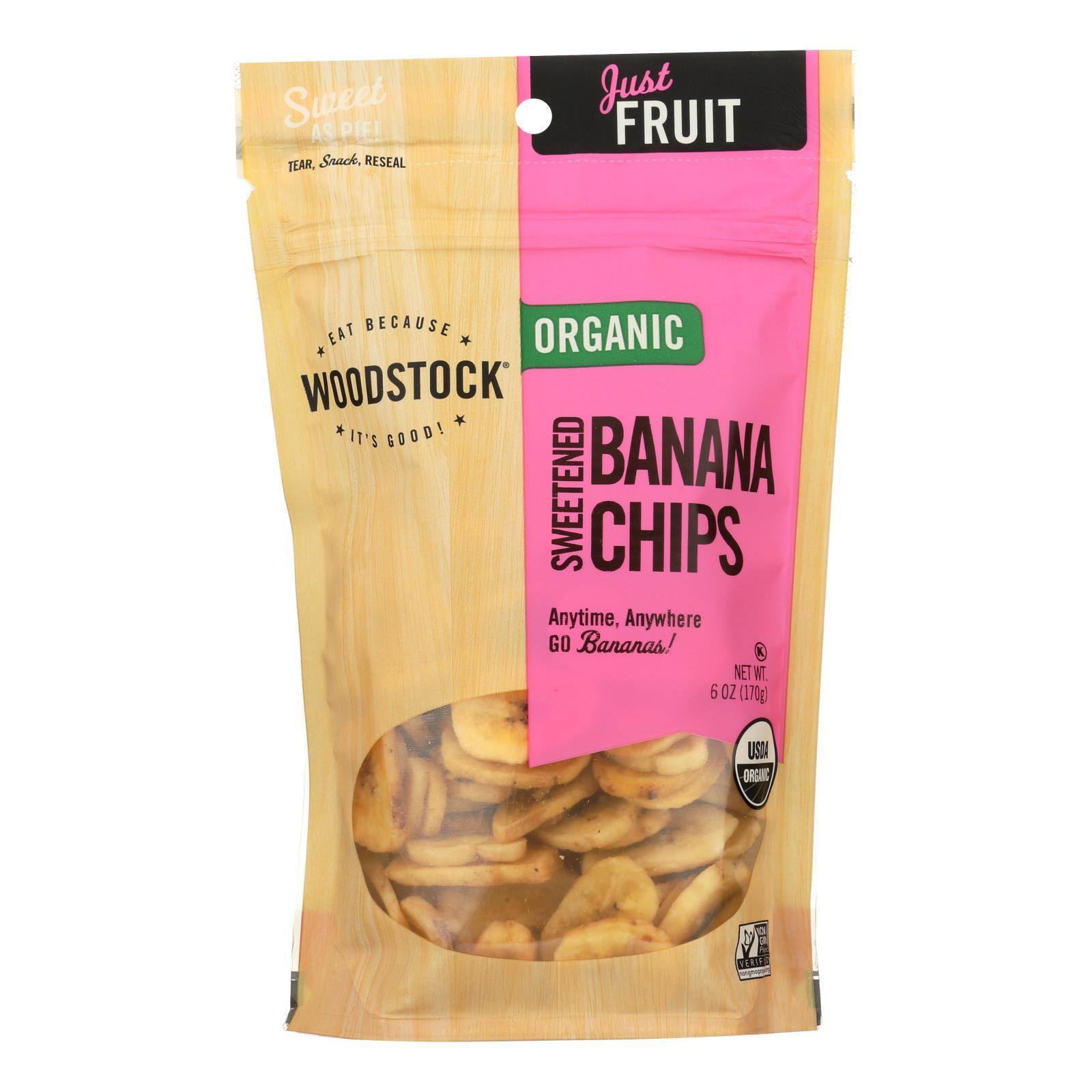 Organic Banana Chips Sweetened Case of 8 6 oz.